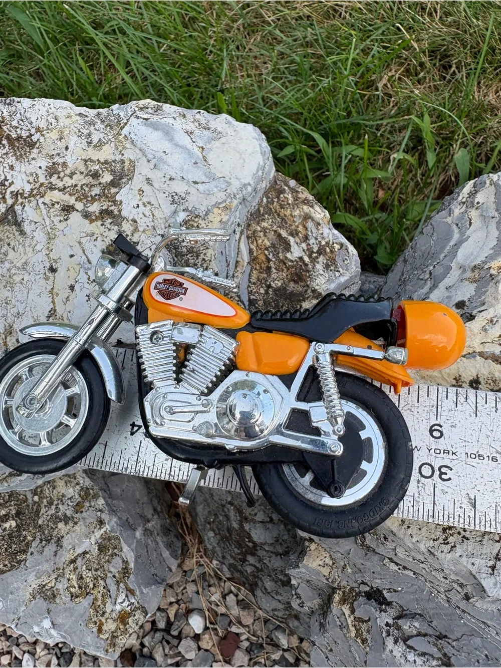Harley-Davidson Orange Mini Motorcycle Toy Matchbox Vintage Clean Pet/SmokeFree